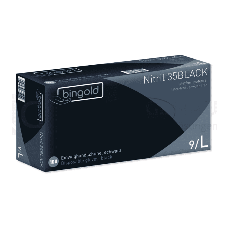 Bingold Nitril 35BLACK Handschuh, schwarz, puderfrei, 100 Stk., L